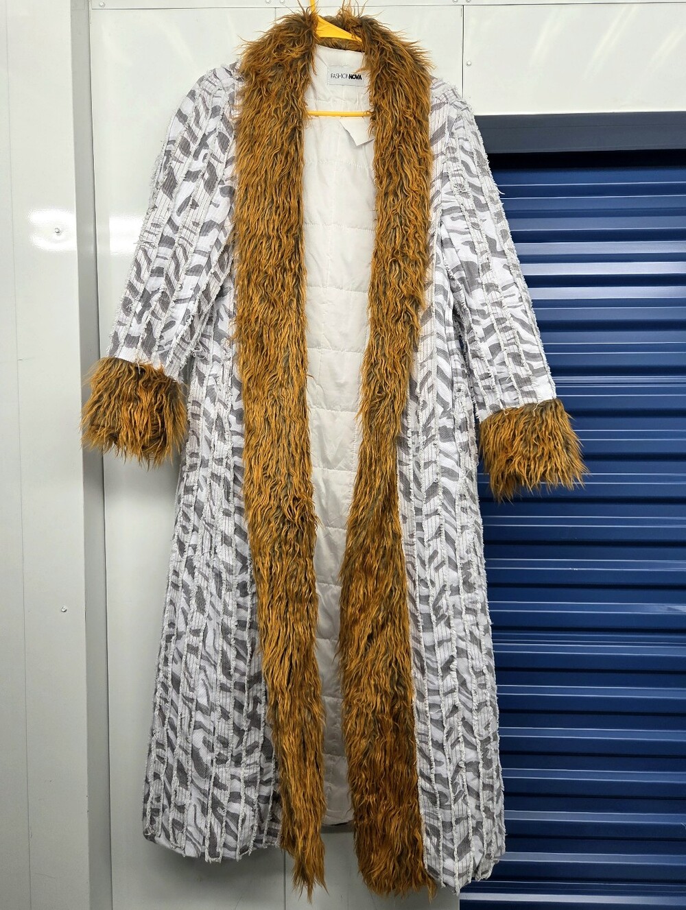 Faux Fur Trim Long Coat